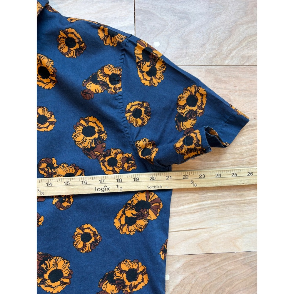 John Varvatos Mens Danny Camp Shirt Poppy Print Button Down Navy Nature Indie - Picture 8 of 9